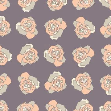 Vector repeat seamless pattern with roses. Stock Illustration