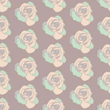 Vector repeat seamless pattern with roses. Stock Illustration