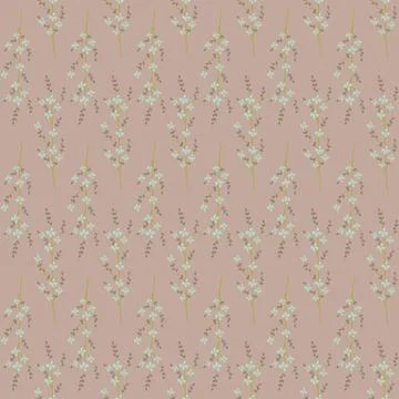 Vector repeat seamless pattern with small flowers and leaves. Stock Illustration