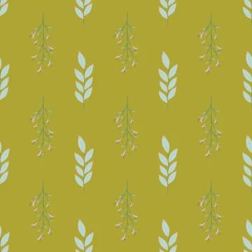 Vector repeat seamless pattern with small flowers and leaves. Stock Illustration