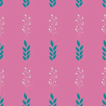 Vector repeat seamless pattern with small flowers and leaves. Stock Illustration