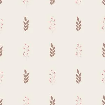 Vector repeat seamless pattern with small flowers and leaves. Stock Illustration