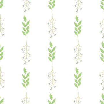 Vector repeat seamless pattern with small flowers and leaves. Stock Illustration
