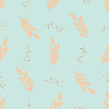 Vector repeat seamless pattern with small flowers and leaves. Stock Illustration