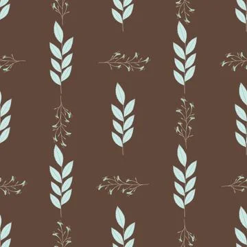 Vector repeat seamless pattern with small flowers and leaves. Illustrazione stock