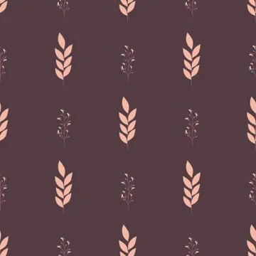 Vector repeat seamless pattern with small flowers and leaves. Stock Illustration