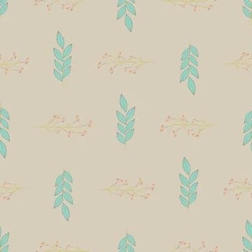 Vector repeat seamless pattern with small flowers and leaves. Stock Illustration
