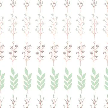 Vector repeat seamless pattern with small flowers and leaves. Stock Illustration