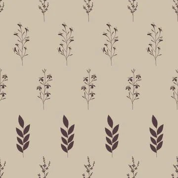Vector repeat seamless pattern with small flowers and leaves. Stock Illustration