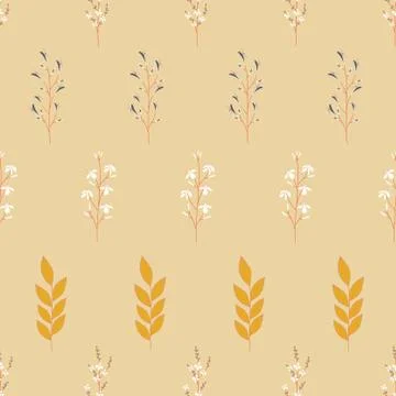 Vector repeat seamless pattern with small flowers and leaves. Stock Illustration