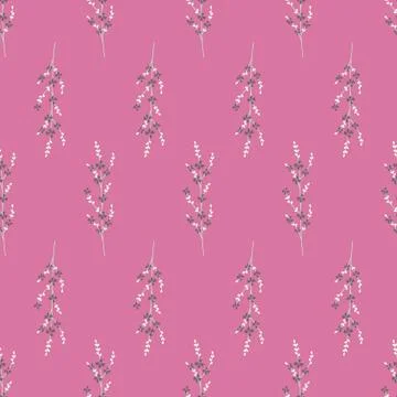 Vector repeat seamless pattern with small flowers and leaves. Stock Illustration