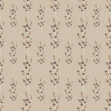 Vector repeat seamless pattern with small flowers and leaves. Stock Illustration