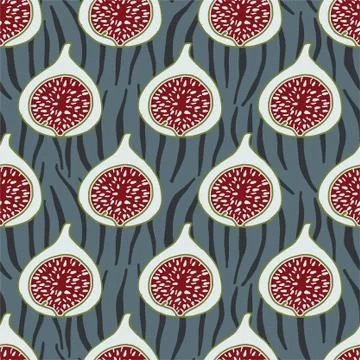 Vector repeat seamless pattern with sweet figs. Stock Illustration