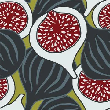 Vector repeat seamless pattern with sweet figs. Stock Illustration