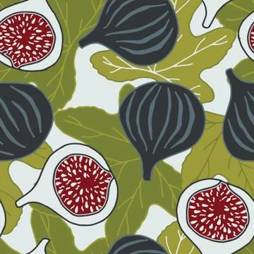 Vector repeat seamless pattern with sweet figs. Illustrazione stock