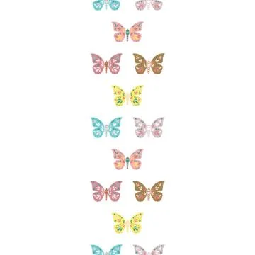 Vector repeat seamless vertical border with butterflies. Retro colorful Stock Illustration