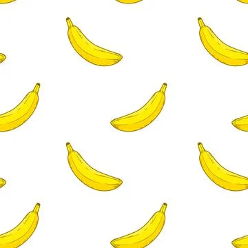 Vector repeating background with bananas on a white background. Stock Illustration