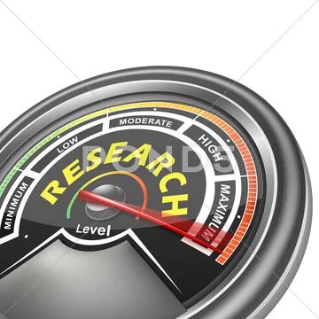 Vector research conceptual meter indicator Stock Illustration