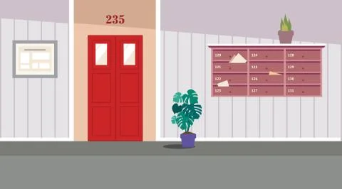 Vector residential corridor with door Stock Illustration