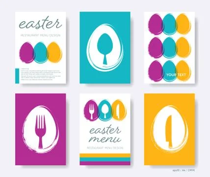 Vector restaurant easter menu cover design set Stock Illustration