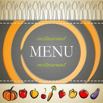 Vector restaurant menu design with fruit and vegetables Stock Illustration