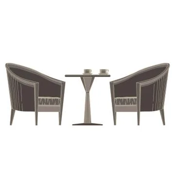 Vector restaurant table with chair flat icon isolated. Romantic banquet illus Stock Illustration
