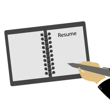 Vector : Resume and note with pen in hand Stock Illustration