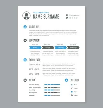 Vector resume cv a4 letter on white. Stockillustratie