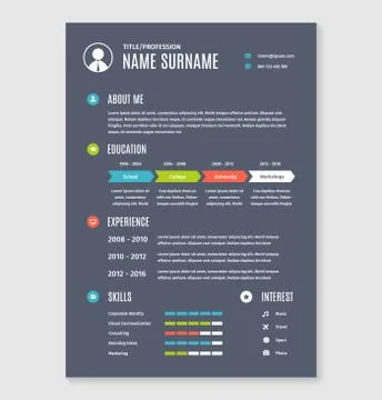 Vector resume cv template a4 letter. Illustrazione stock