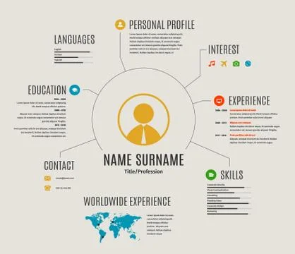 Vector resume web template cv with icons. Stock-Illustration