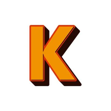 Vector Retro 3D Font with shadow LETTER K Stock Illustration
