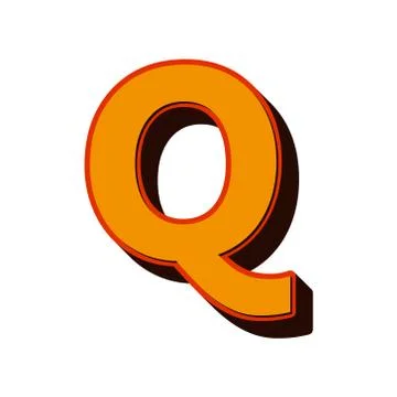 Vector Retro 3D Font with shadow LETTER Q Stock Illustration