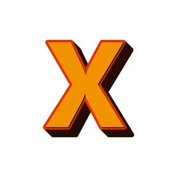 Vector Retro 3D Font with shadow LETTER X Stock Illustration