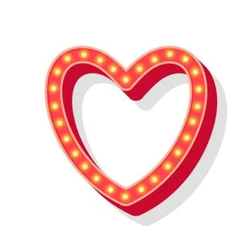 Vector retro 3d heart shape 80s modern typography style. Stock Illustration