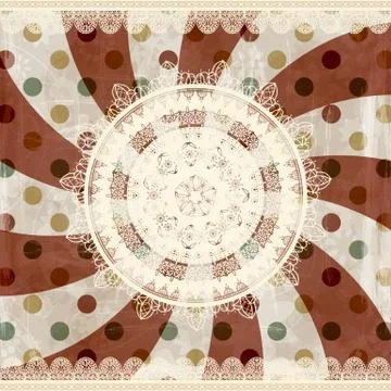 Vector retro  background with lacy napkins and floral ornament behind Stock Illustration