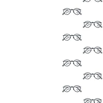 Vector Retro Black Glasses Line art seamless vertical border background. Perfect Stock Illustration