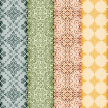 Vector retro bookmarks with seamless floral patterns Illustrazione stock