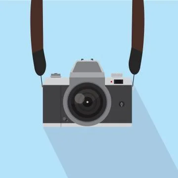 Vector Retro camera with strap Stock Illustration