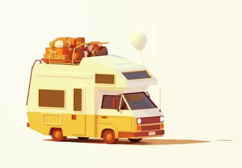 Vector retro camper van Stock Illustration