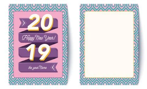 Vector retro card for New Year 2019 Stock Illustration