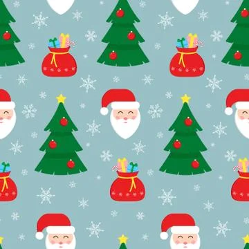 Vector retro Christmas seamless pattern on blue winter background. Illustrazione stock