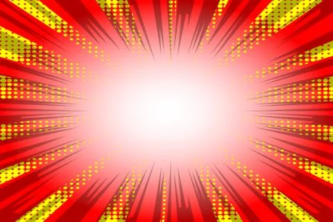 Vector retro comic red and yellow abstract background, half tone pop art styl Stock Illustration