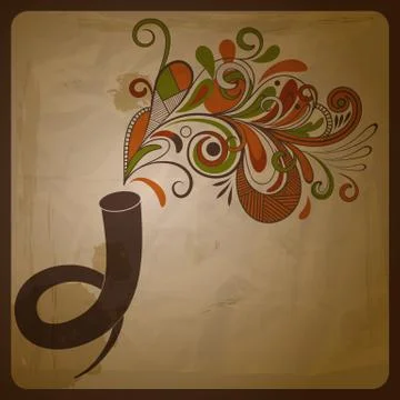 Vector retro concept composition with horn andsoundl music coming from it Illustrazione stock