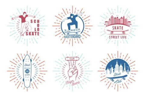 Vector Retro Emblems of Skateboarding Ilustração Stock Gratuita