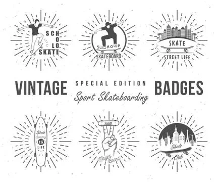 Vector Retro Emblems of Skateboarding Ilustração Stock Gratuita