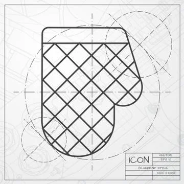Vector retro flat kitchen glove and potholder Stock Illustration