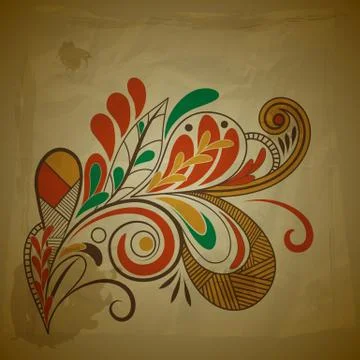 Vector retro floral composition with place for your text on crumpled paper Stock Illustration