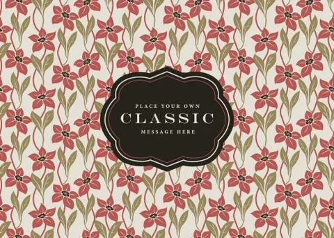 Vector retro flower pattern and ornate frame Иллюстрация