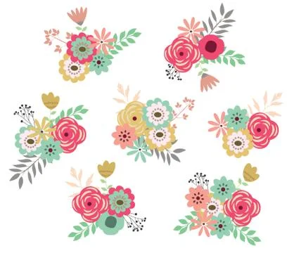 Vector retro flowers Stock Illustration