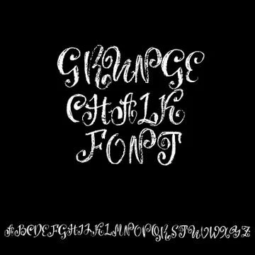 Vector retro font. Capital grunge letters. Chalk textured alphabet on blackboard Stock Illustration